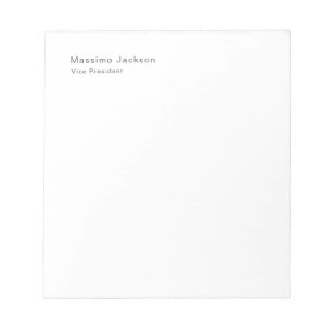 Stylish Plain Black & White Professional Modern Notepad