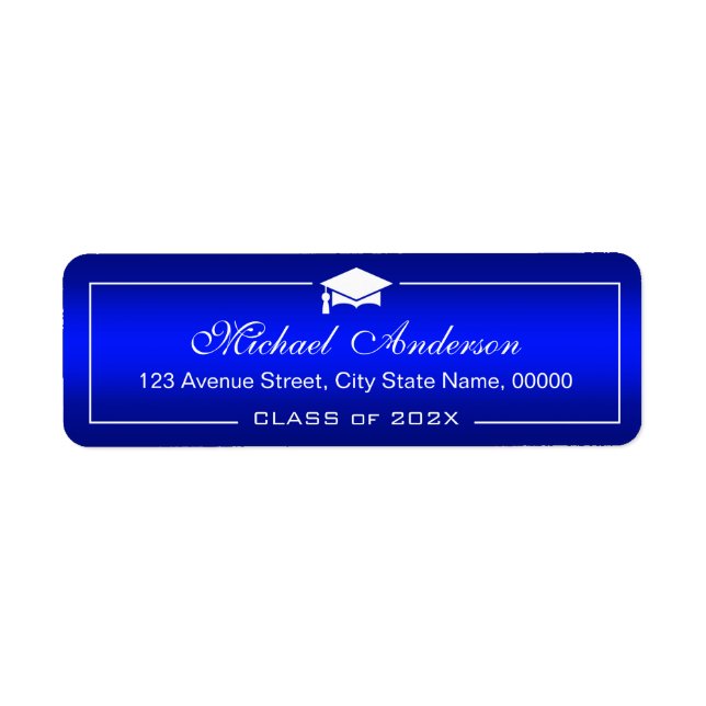 Stylish Plain Blue Gradient - Graduation Cap Grad (Front)