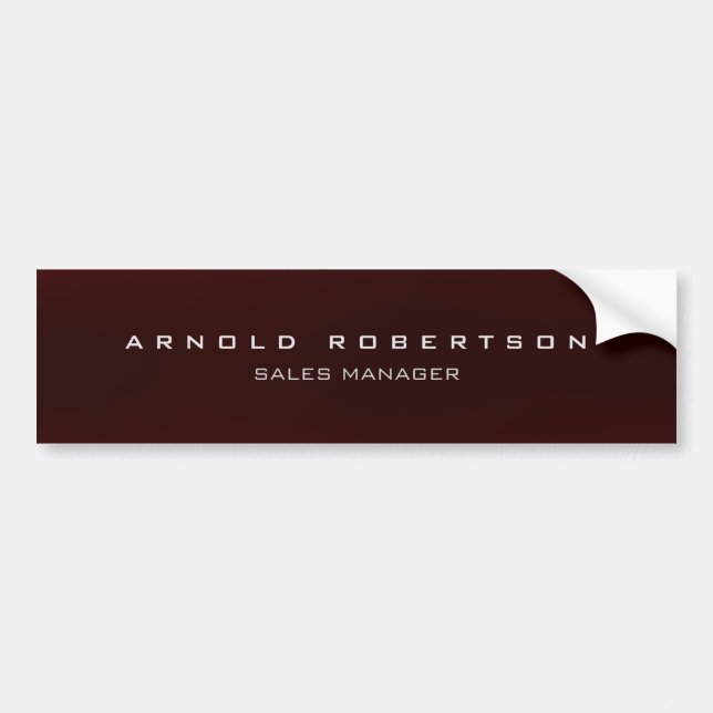 Stylish Plain Brown Red Professional Modern Bumper Sticker (Front)