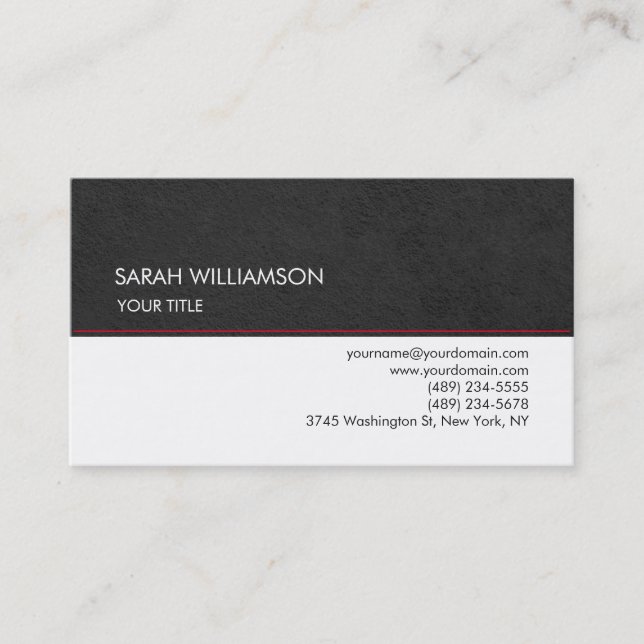 Stylish Plain Grey White Professional Unique Business Card (Front)
