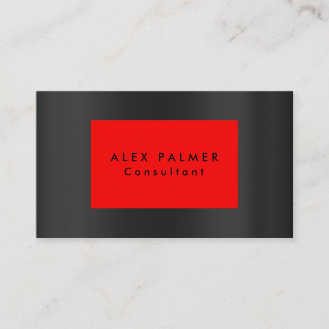 Stylish Plain Modern Grey Red Background Original Business Card (Front)