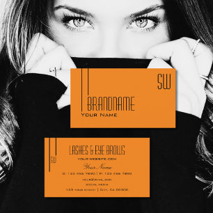 Stylish Plain Orange with Monogram Professional Business Card