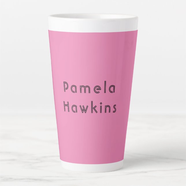 Stylish plain pink feminine retro vintage latte mug (Front)