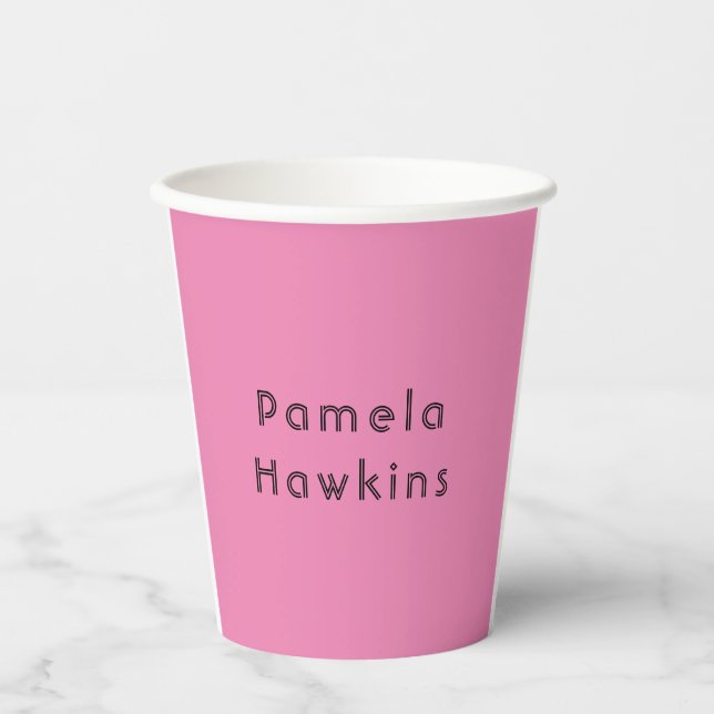 Stylish plain pink feminine retro vintage paper cups (Front)