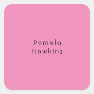 Stylish plain pink feminine retro vintage square sticker