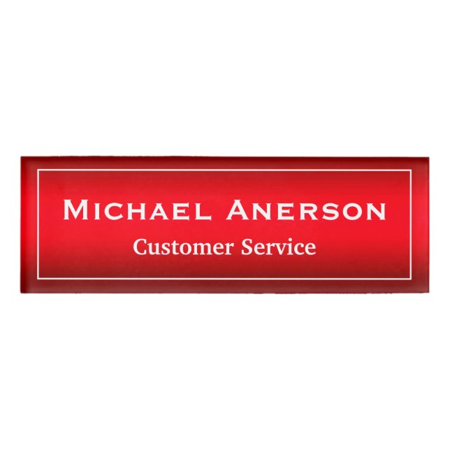 Stylish Plain Red Gradient Custom Name Title Tag (Front)