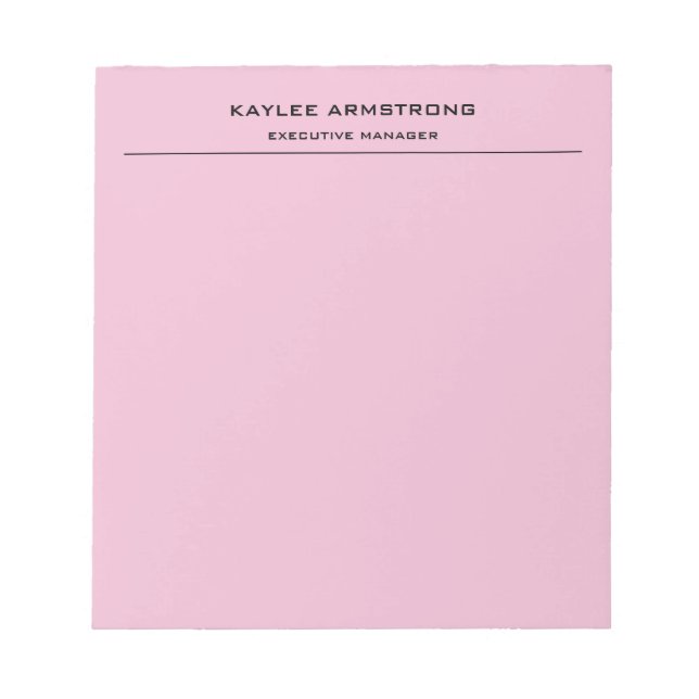 Stylish Plain Simple Professional Light Pink Notepad (Front)