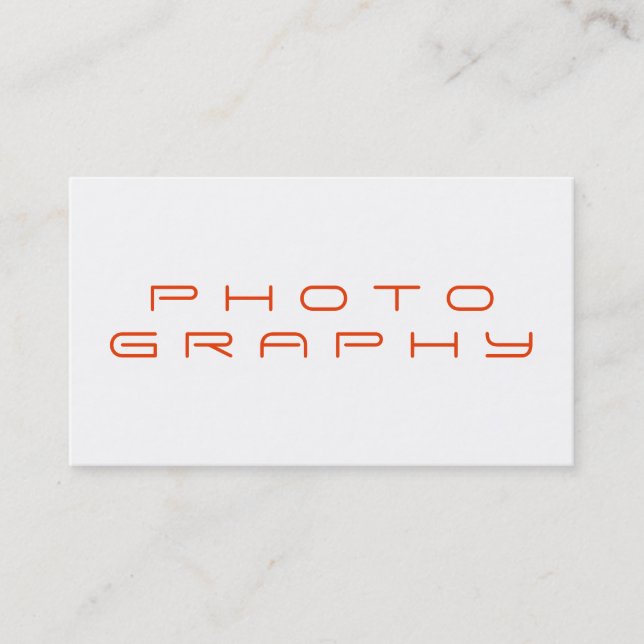 Stylish Plain Simple White Red Photographer Business Card (Front)