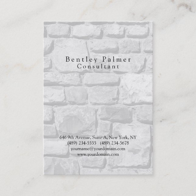 Stylish Plain Stone Wall Modern Professional Business Card (Front)