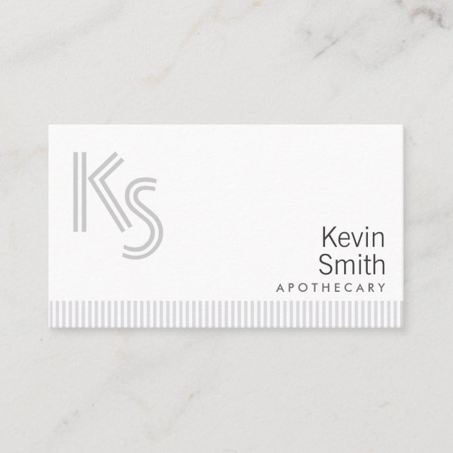 Stylish Plain White Apothecary Business Card (Front)