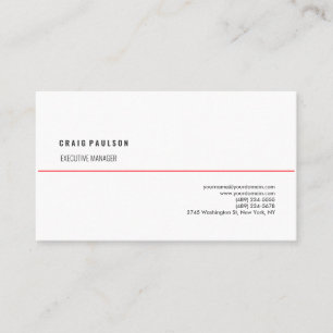 Stylish Plain White Professional Minimalist Simple Business Card