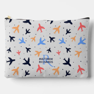 Stylish Plane Flight Pattern Personalised Accessory Pouch