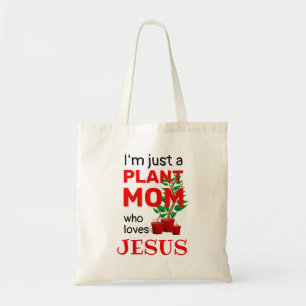 Stylish PLANT MOM LOVES JESUS Tote Bag
