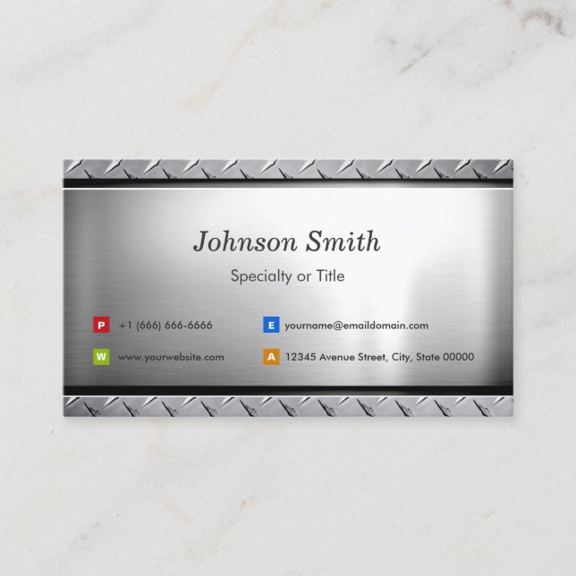 Stylish Platinum Look - Professional Customisable Business Card (Front)