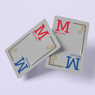 stylish player initials - personalized red blue playing cards