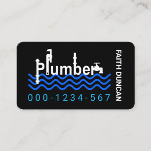 Stylish Plumber Wrench Faucet Signage Business Card