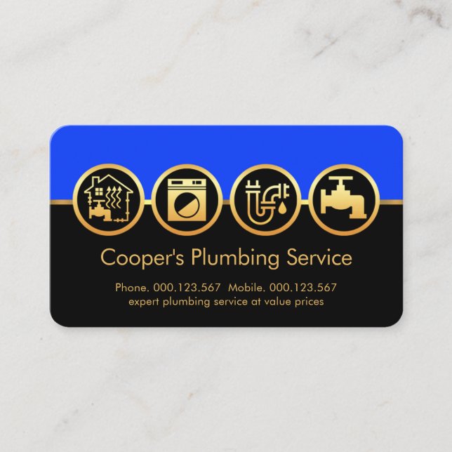 Stylish Plumbing Icons Plumbing Service Business Card (Front)