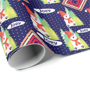 Stylish Polar-Bear Name Typography Wrapping Paper