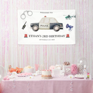Stylish Police Kids Birthday Banner