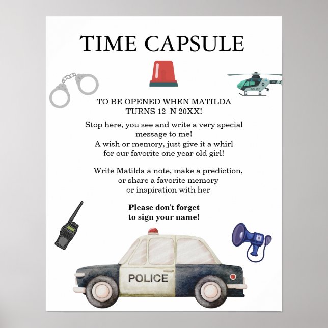 Stylish Police Kids Birthday  Poster (Front)