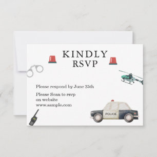 Stylish Police Kids Birthday Thank You Card