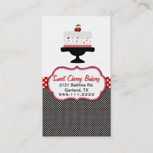 Stylish Polka Dot Cake Custom Bakery Business Card