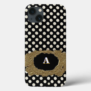 Stylish Polka Dot Pattern With a Luxe Gold Frame iPhone 13 Case