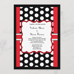 Stylish Polka Dot Wedding Invitation (Red)