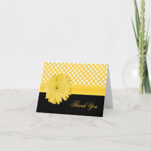 Stylish Polka Dot & Yellow Daisy Thank You Card