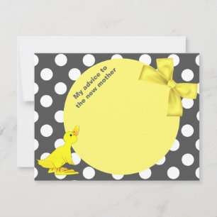 Stylish Polka Dots & Ducky Baby Shower Advice Card