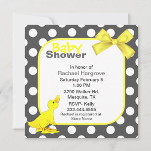 Stylish Polka Dots & Ducky Baby Shower Invitation