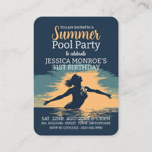 Stylish Pool Party Birthday Handout Tickets
