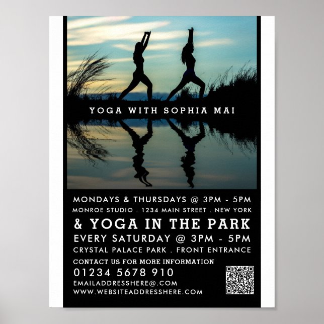 Stylish Portrait Reflection, Yoga Class Advert Poster (Front)