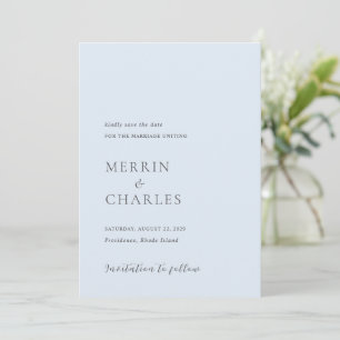 Stylish Powder Blue Modern Wedding Save The Date