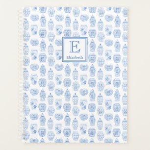 Stylish Preppy Blue And White Affirmations Planner