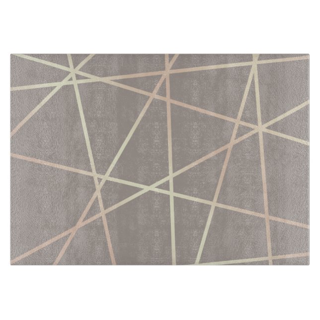 Stylish pretty chick rose gold & grey geometric cutting board (Front)