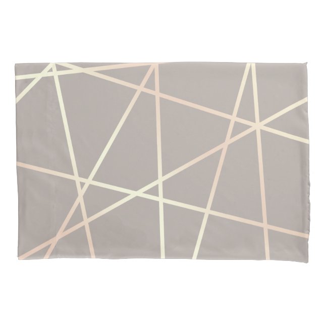 Stylish pretty chick rose gold & grey geometric pillowcase (Front)