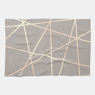 Stylish pretty chick rose gold & grey geometric tea towel