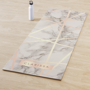 Stylish pretty chick rose gold & white marble yoga mat