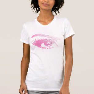 Stylish Pretty Eye of Woman in Halftone - Pink T-Shirt