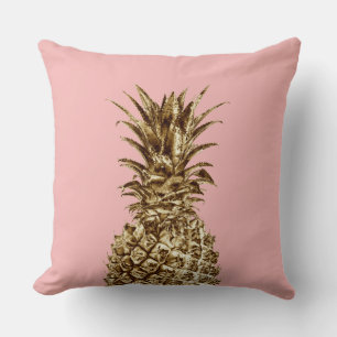 Stylish pretty girly gold & pastel pink pineapple cushion