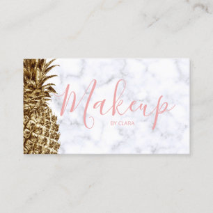 Stylish pretty girly gold & white marble pineapple business card