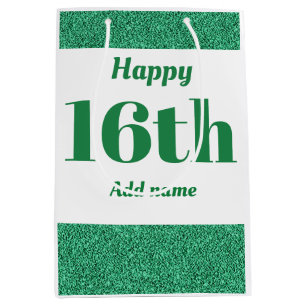 Stylish pretty personalised birthday gift bag 16th