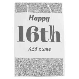 Stylish pretty personalised birthday gift bag 16th