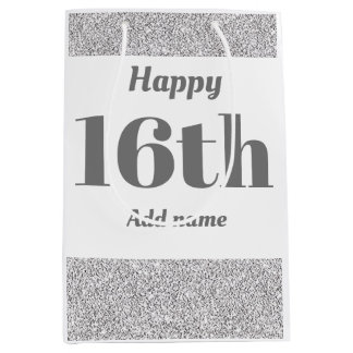 Stylish pretty personalised birthday gift bag 16th