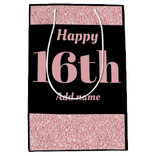 Stylish pretty personalised birthday gift bag 16th
