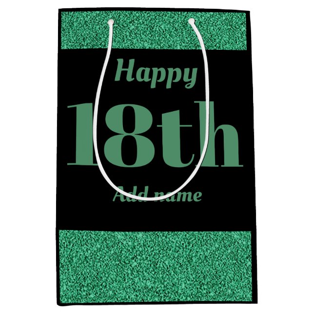 Stylish pretty personalised birthday gift bag 18th (Front)