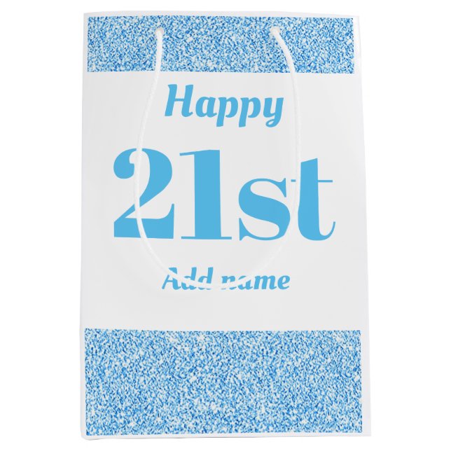 Stylish pretty personalised birthday gift bag 21st (Front)