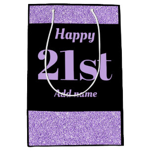 Stylish pretty personalised birthday gift bag 21st