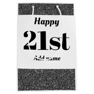 Stylish pretty personalised birthday gift bag 21st